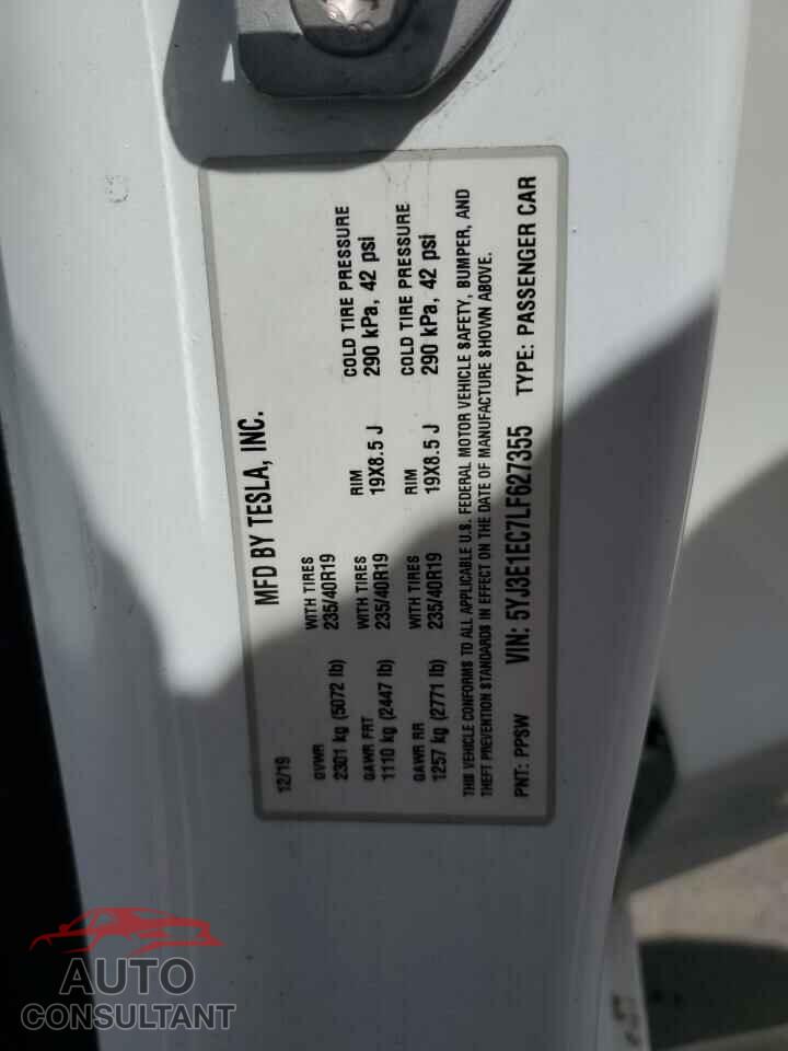 TESLA MODEL 3 2020 - 5YJ3E1EC7LF627355
