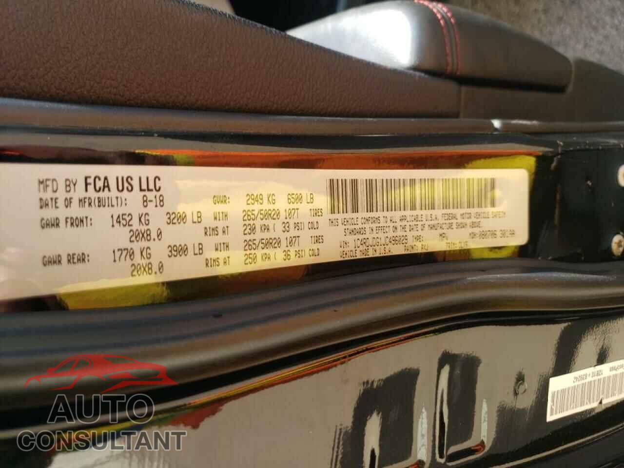 DODGE DURANGO 2018 - 1C4RDJDG1JC496029