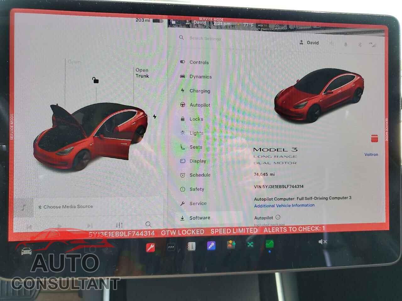 TESLA MODEL 3 2020 - 5YJ3E1EB9LF744314