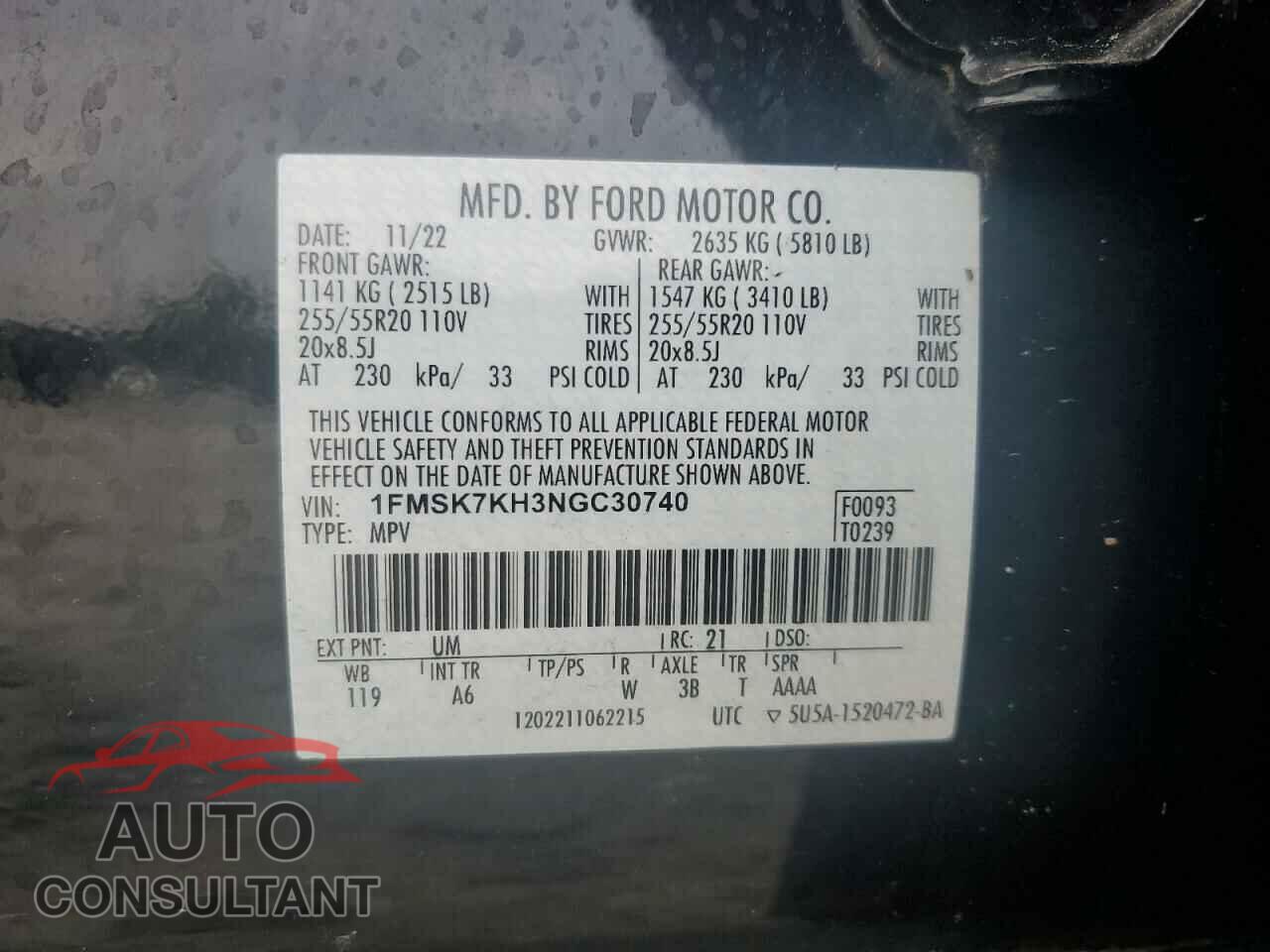 FORD EXPLORER 2022 - 1FMSK7KH3NGC30740