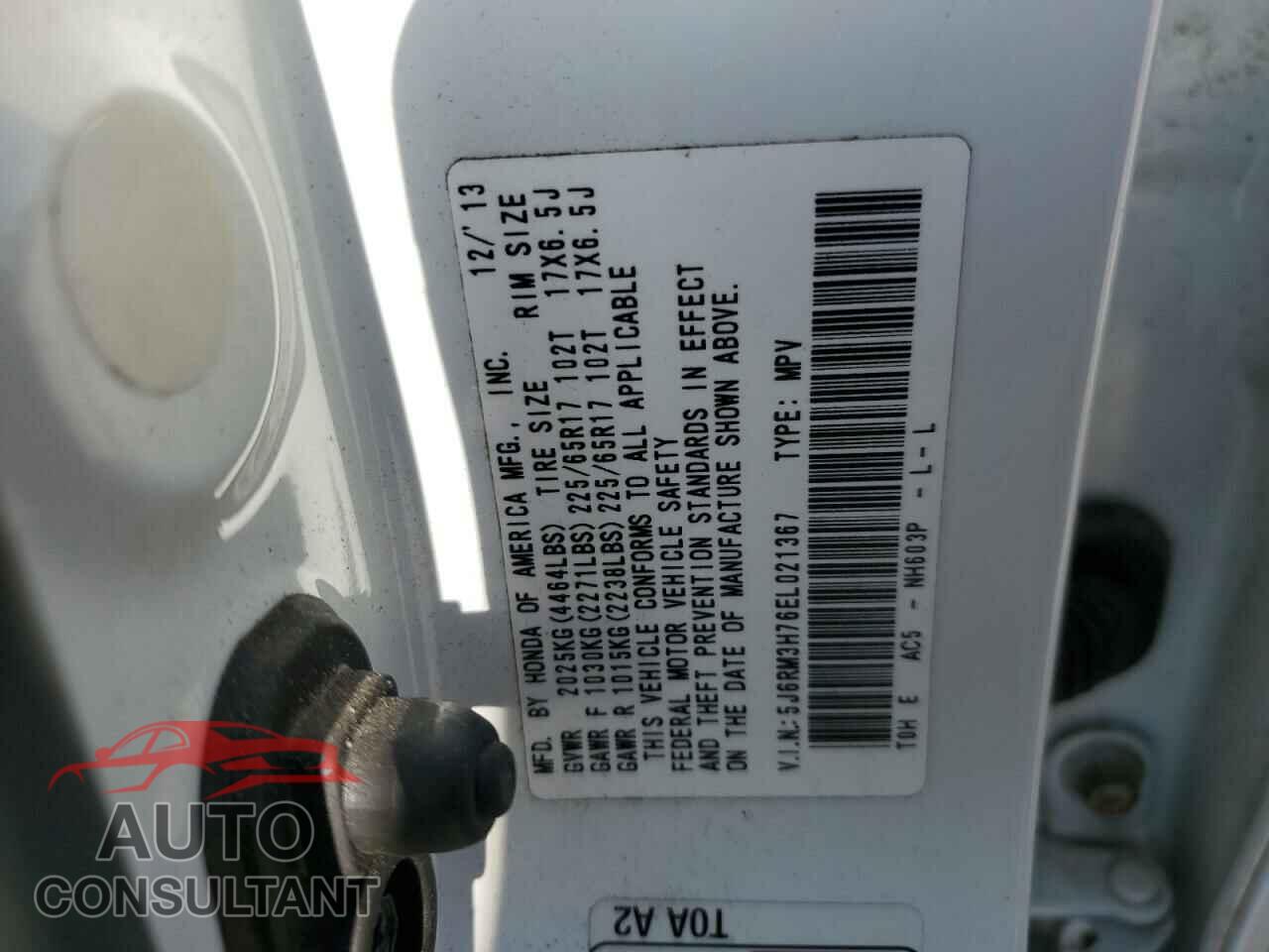 HONDA CRV 2014 - 5J6RM3H76EL021367