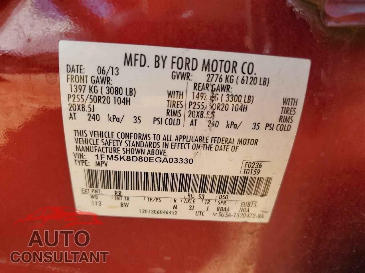 FORD EXPLORER 2014 - 1FM5K8D80EGA03330