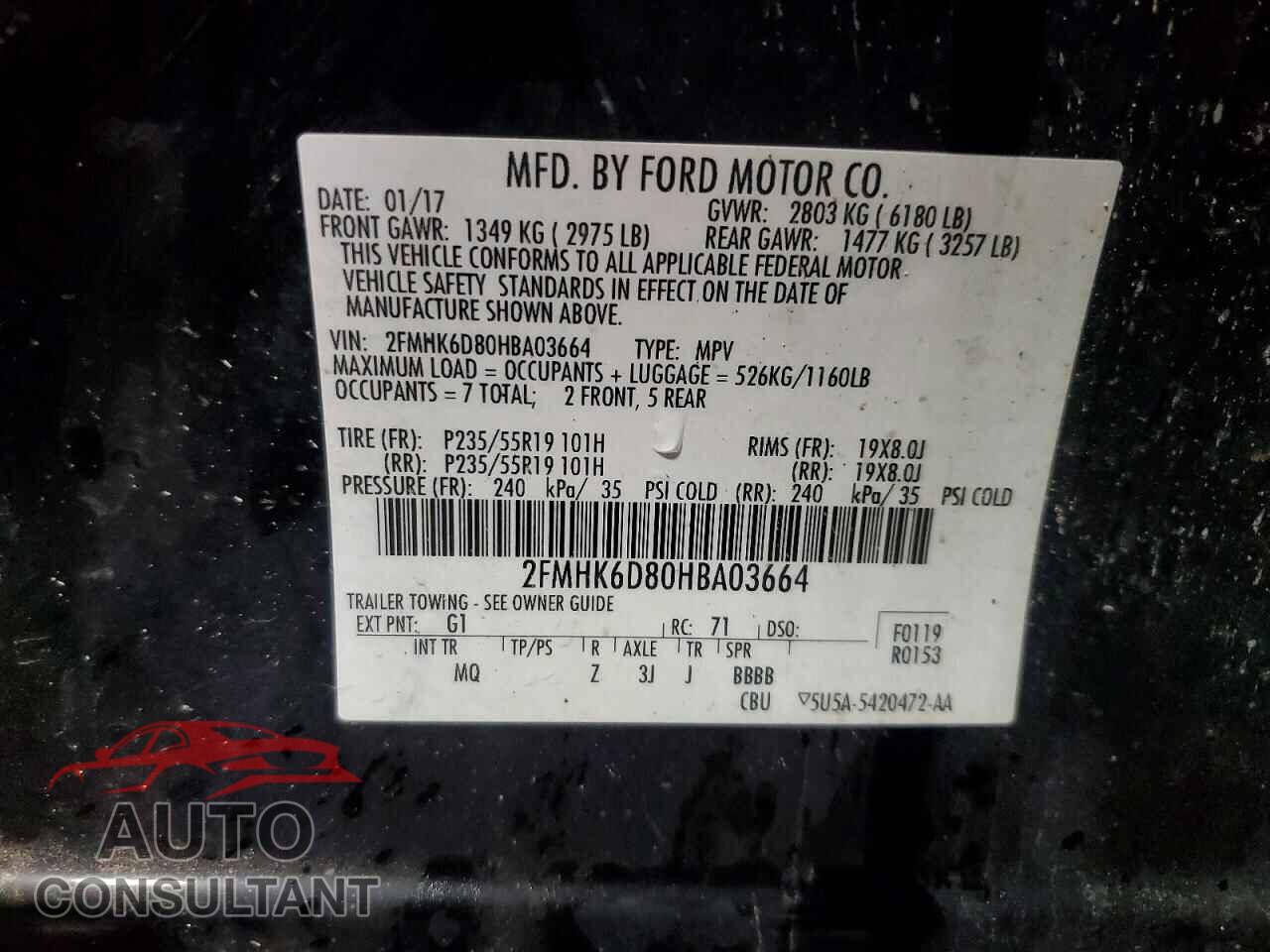 FORD FLEX 2017 - 2FMHK6D80HBA03664