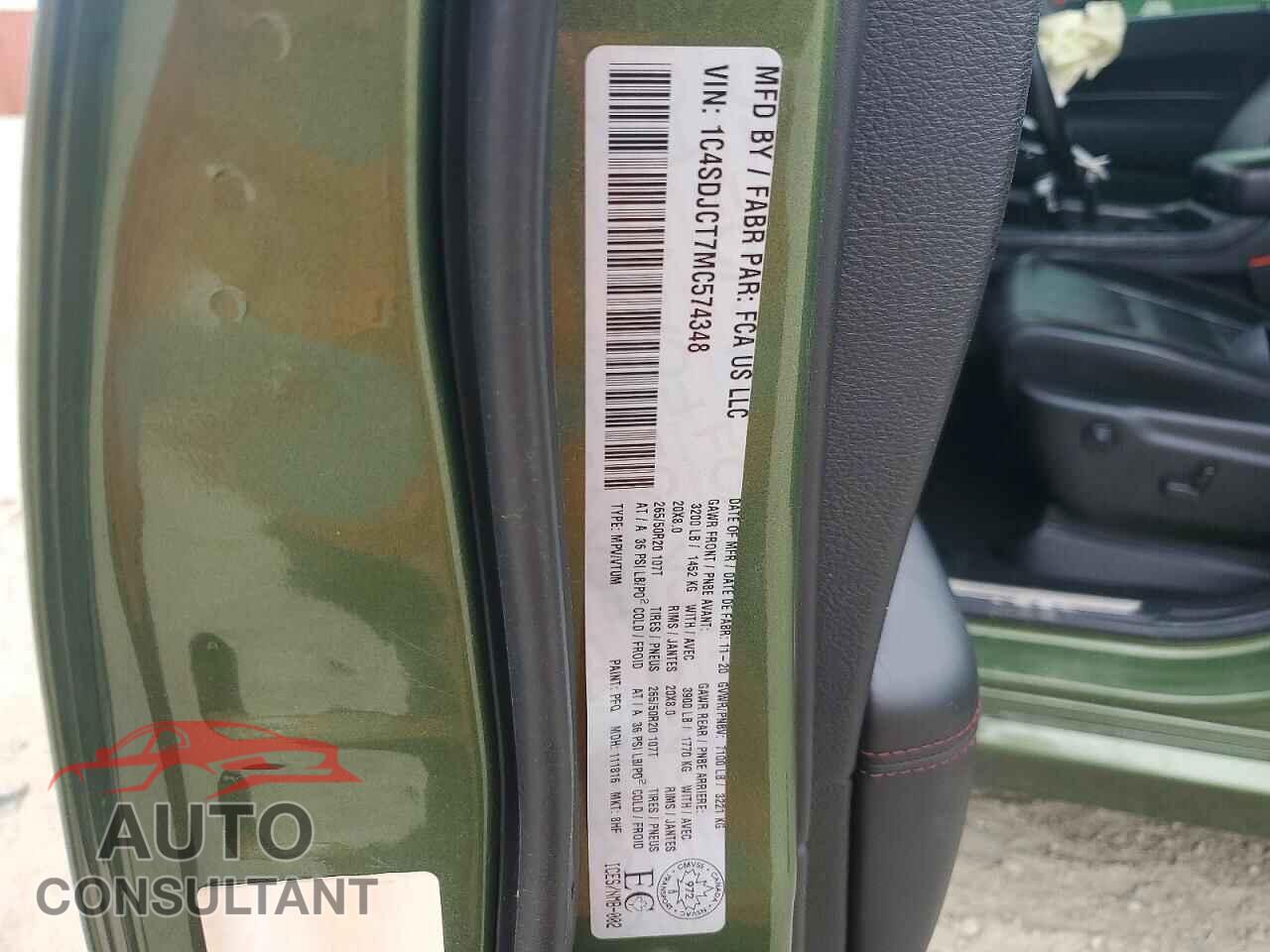 DODGE DURANGO 2021 - 1C4SDJCT7MC574348