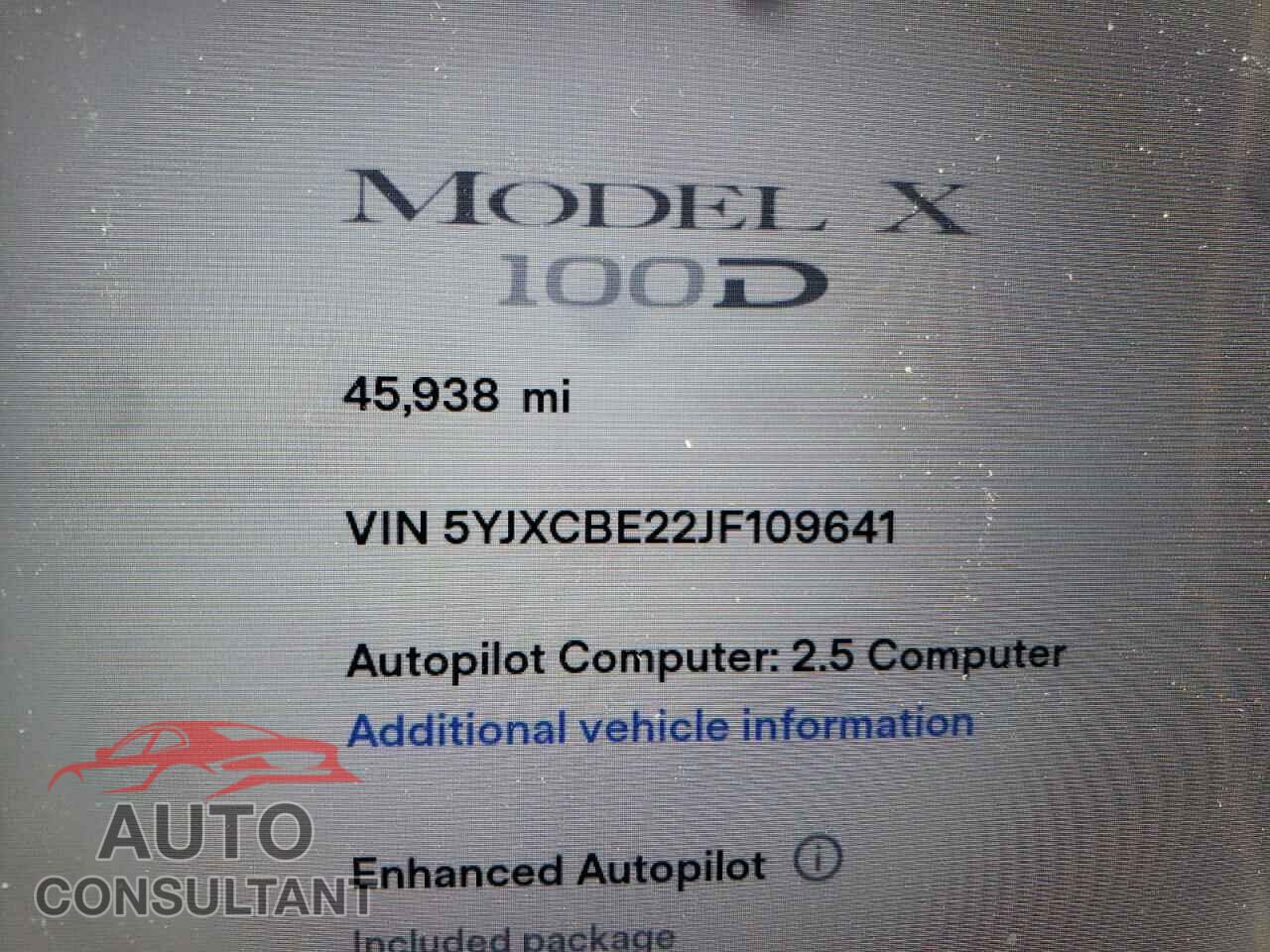 TESLA MODEL X 2018 - 5YJXCBE22JF109641