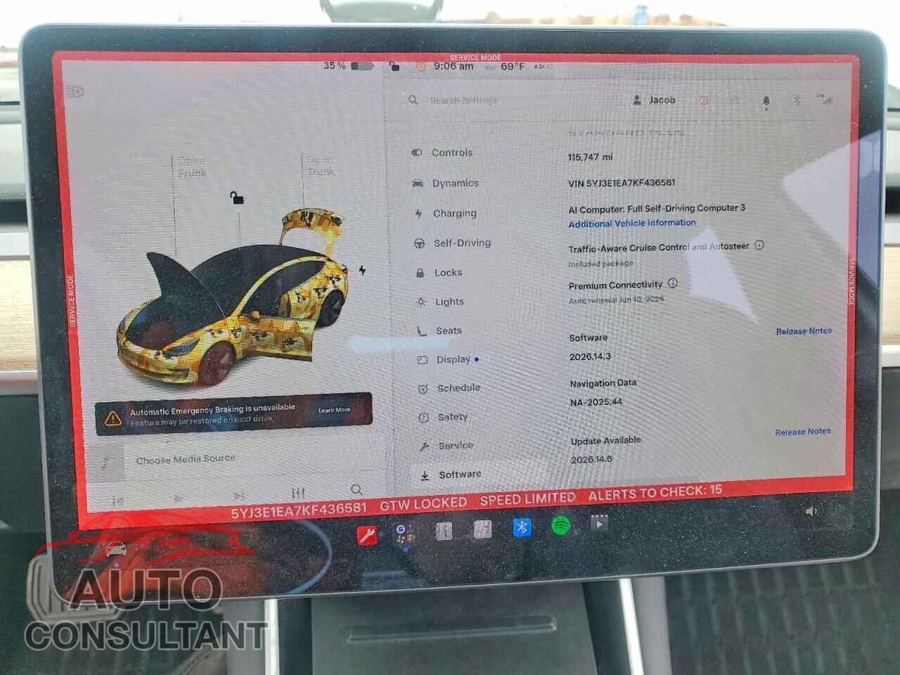 TESLA MODEL 3 2019 - 5YJ3E1EA7KF436581