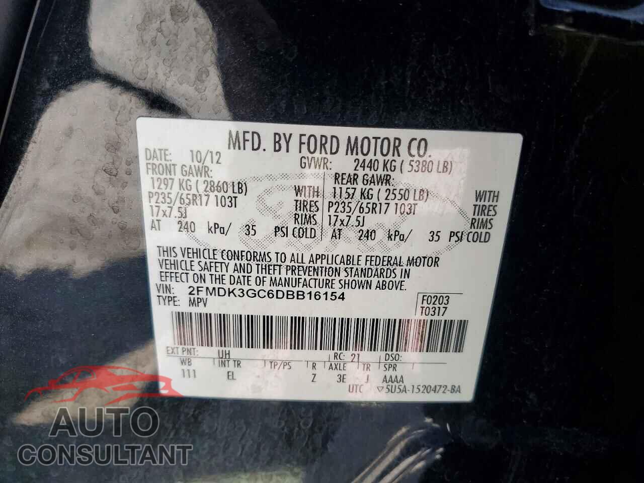 FORD EDGE 2013 - 2FMDK3GC6DBB16154