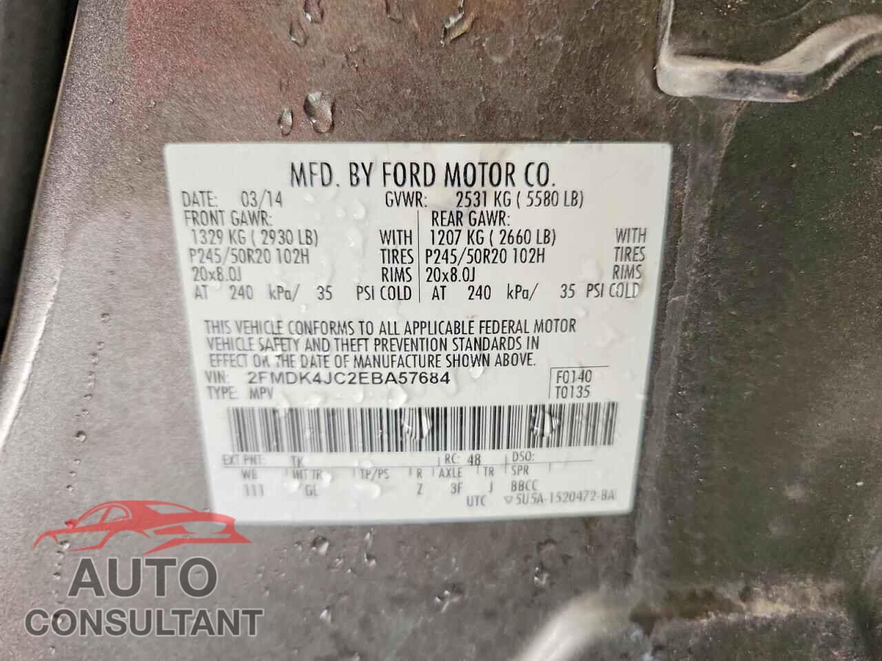 FORD EDGE 2014 - 2FMDK4JC2EBA57684