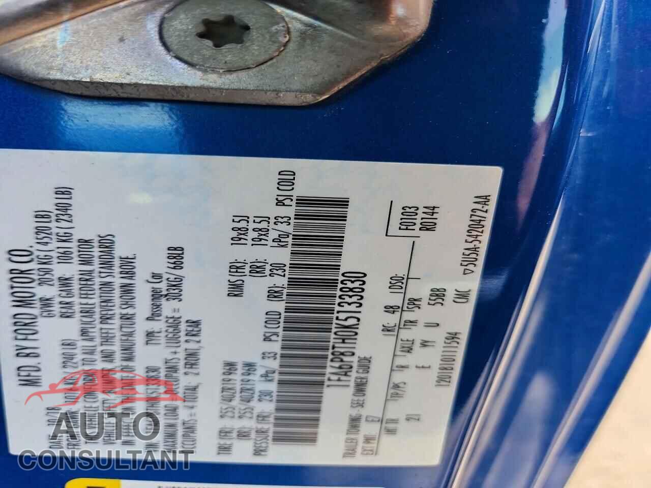 FORD MUSTANG 2019 - 1FA6P8TH0K5133830