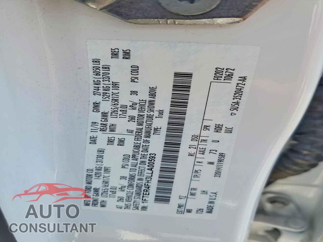 FORD RANGER 2020 - 1FTER4FH3LLA00593