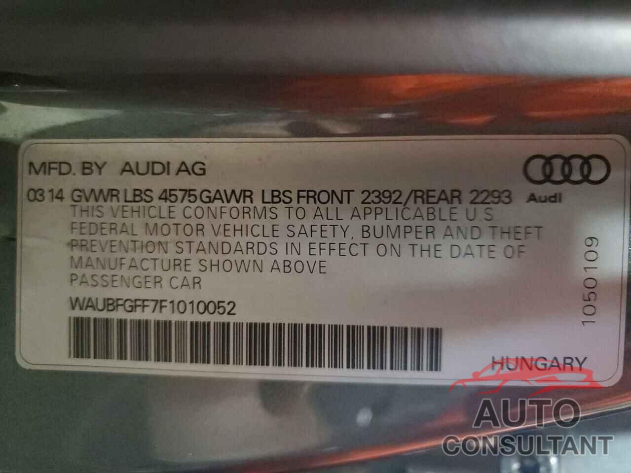 AUDI A3 2015 - WAUBFGFF7F1010052
