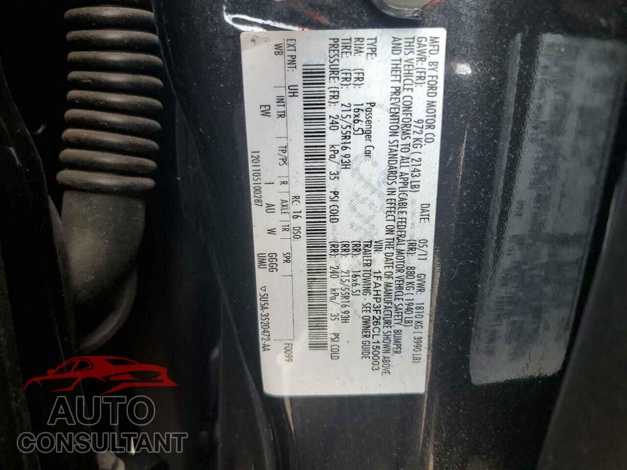 FORD FOCUS 2012 - 1FAHP3F26CL150003