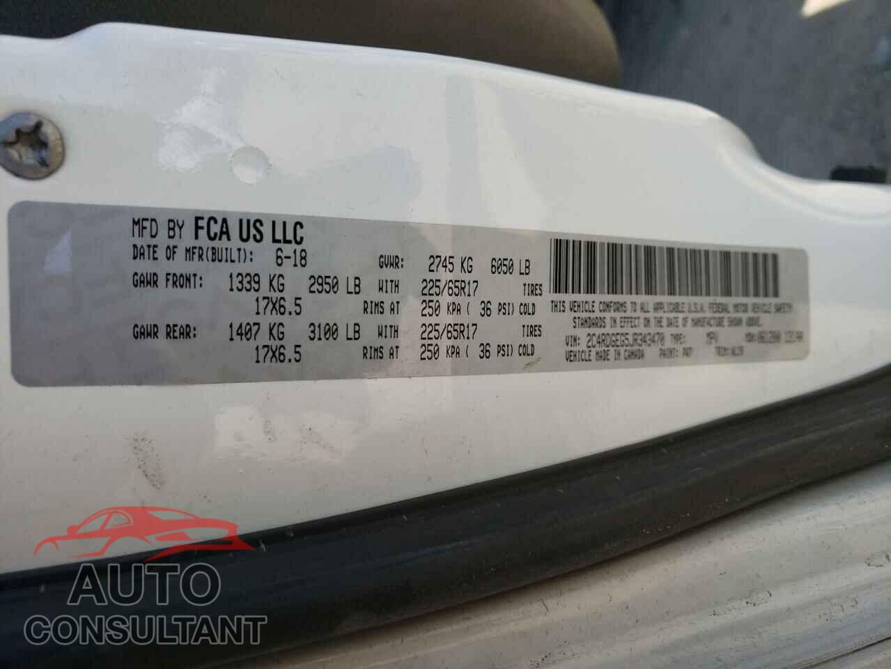 DODGE CARAVAN 2018 - 2C4RDGEG5JR343470