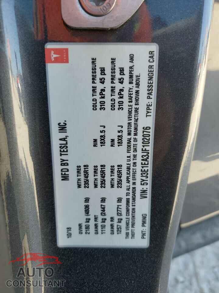 TESLA MODEL 3 2018 - 5YJ3E1EA3JF102076