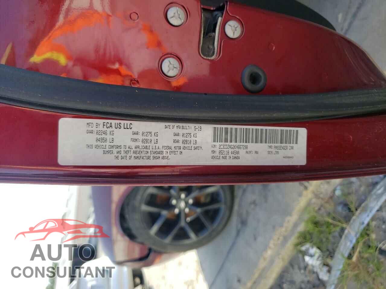 DODGE CHALLENGER 2019 - 2C3CDZAG2KH667298