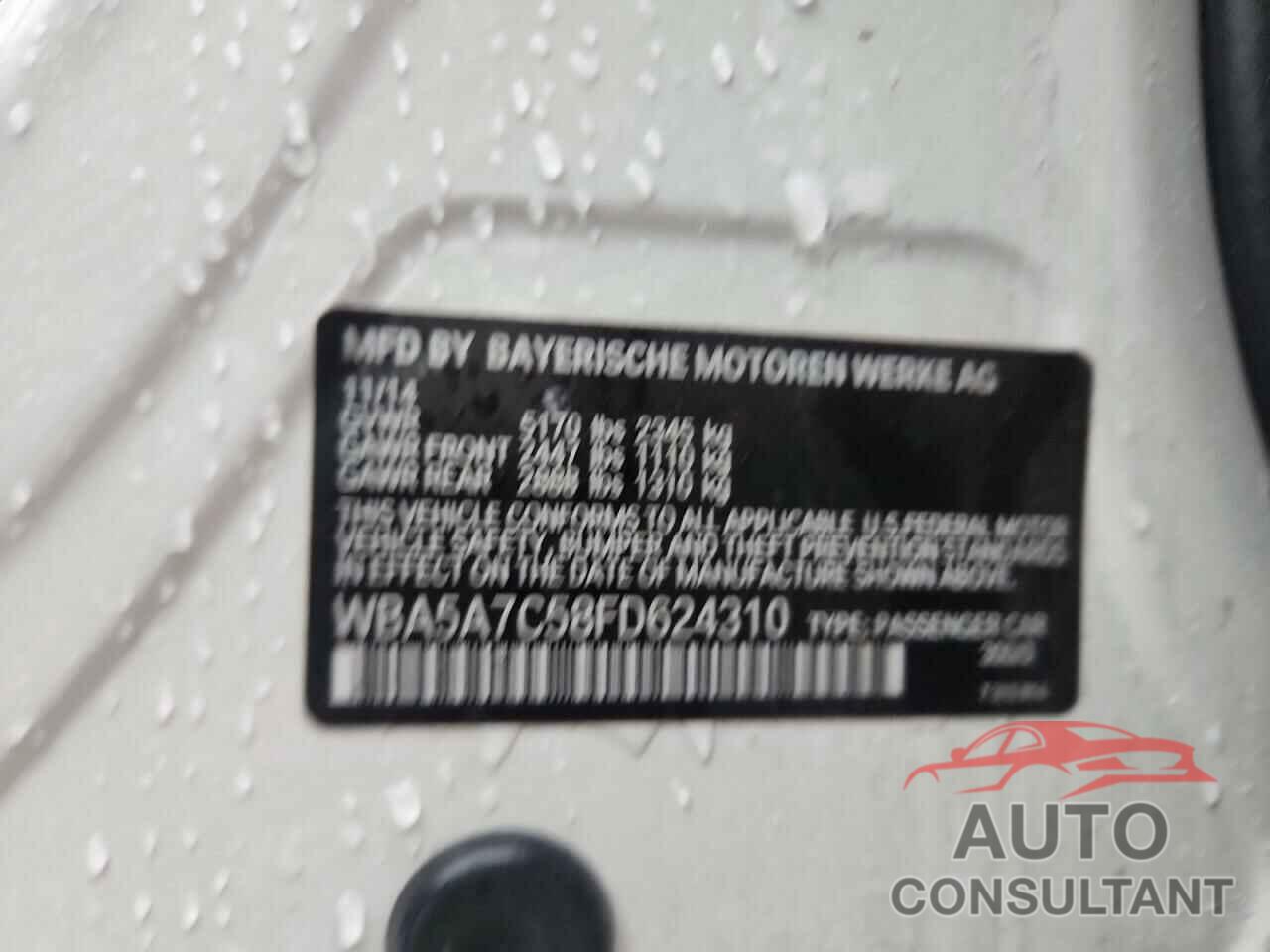 BMW 5 SERIES 2015 - WBA5A7C58FD624310