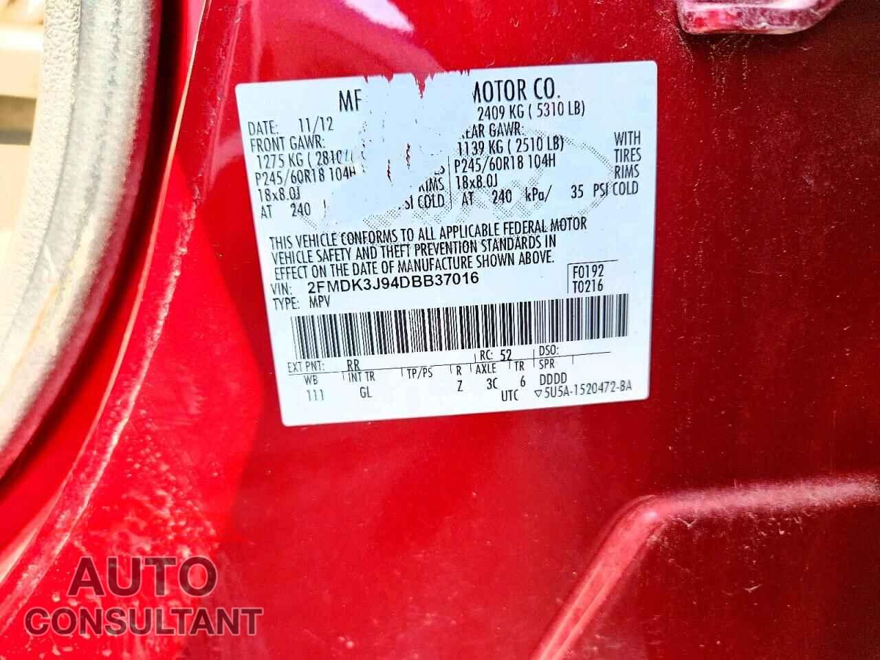 FORD EDGE 2013 - 2FMDK3J94DBB37016
