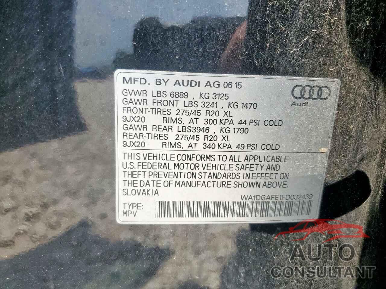 AUDI Q7 2015 - WA1DGAFE1FD032439