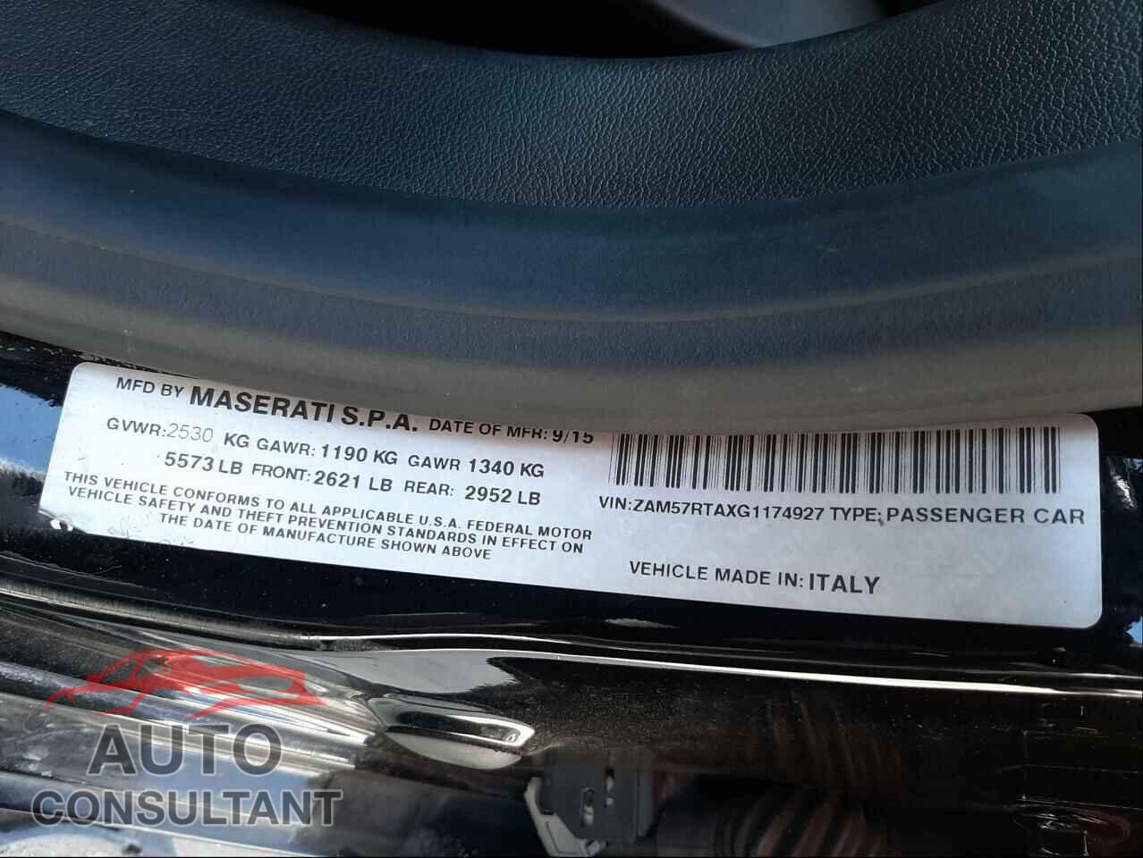 MASERATI ALL MODELS 2016 - ZAM57RTAXG1174927
