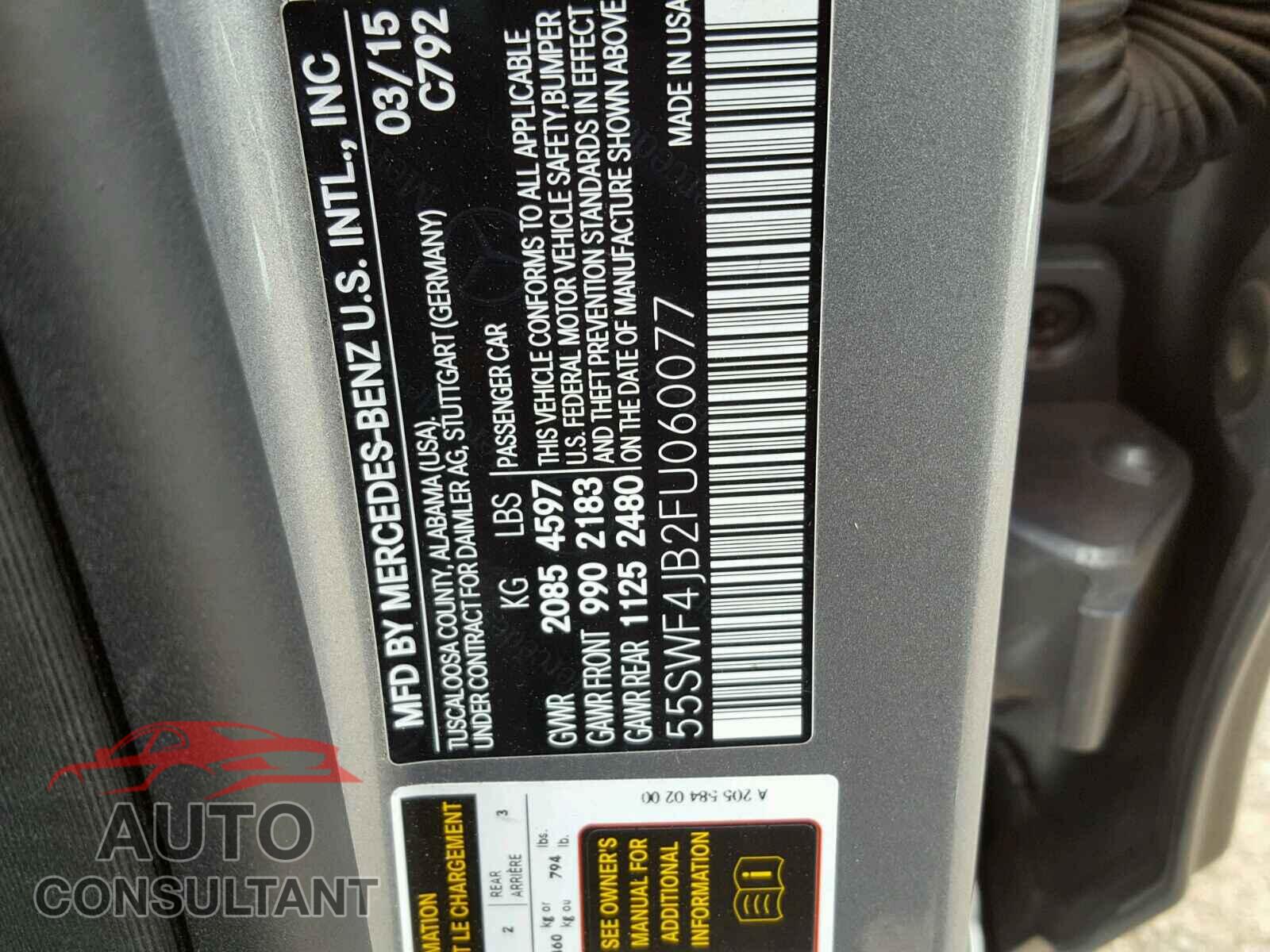 MERCEDES-BENZ C CLASS 2015 - 55SWF4JB2FU060077