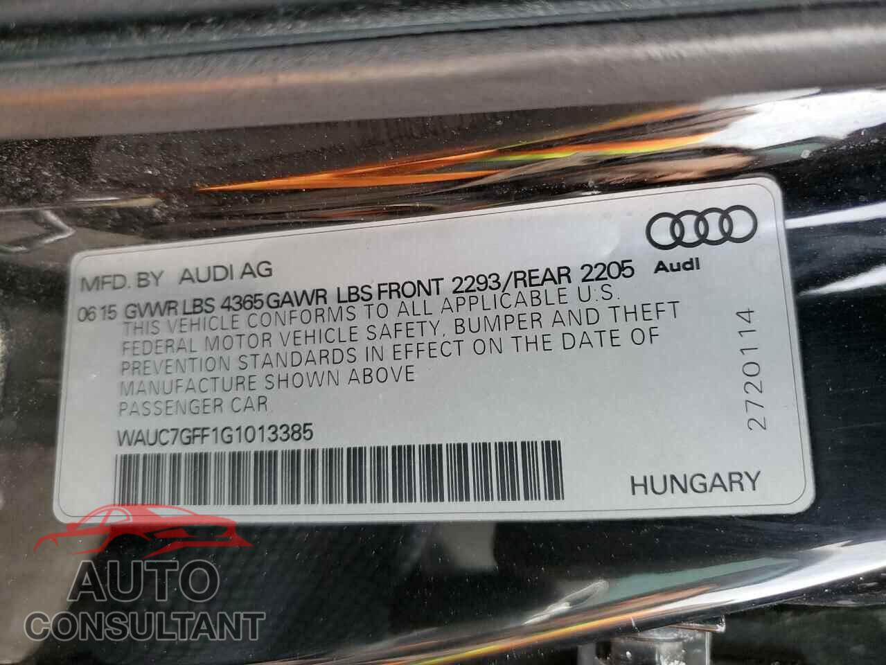 AUDI A3 2016 - WAUC7GFF1G1013385