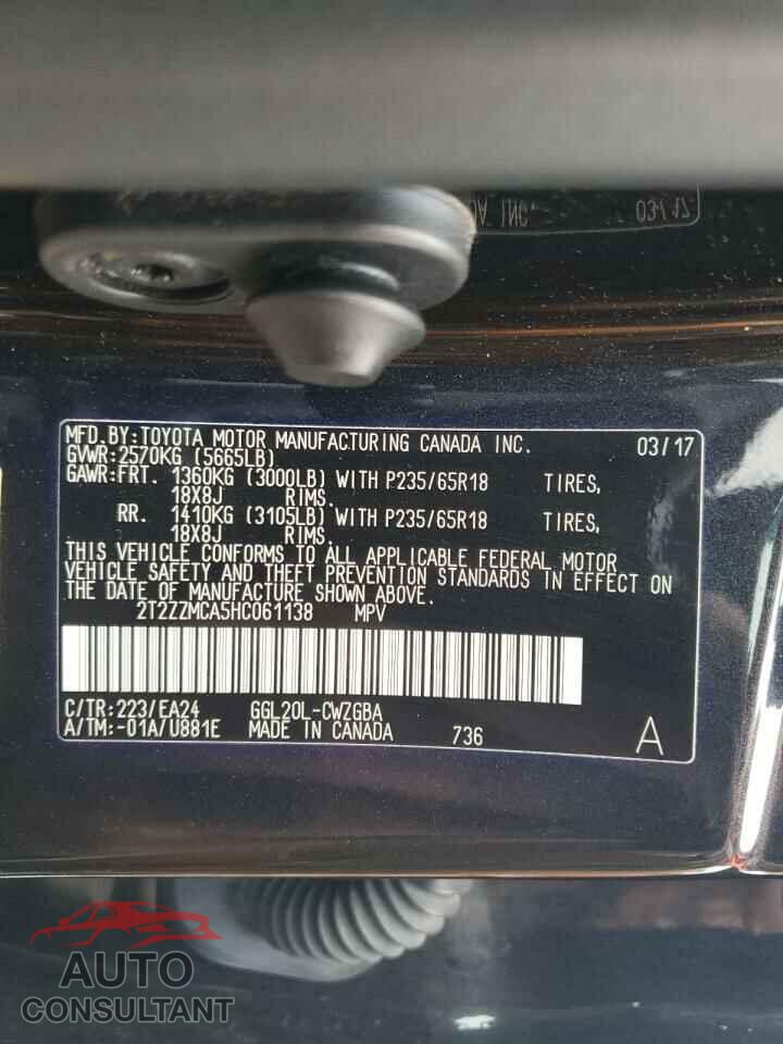 LEXUS RX350 2017 - 2T2ZZMCA5HC061138