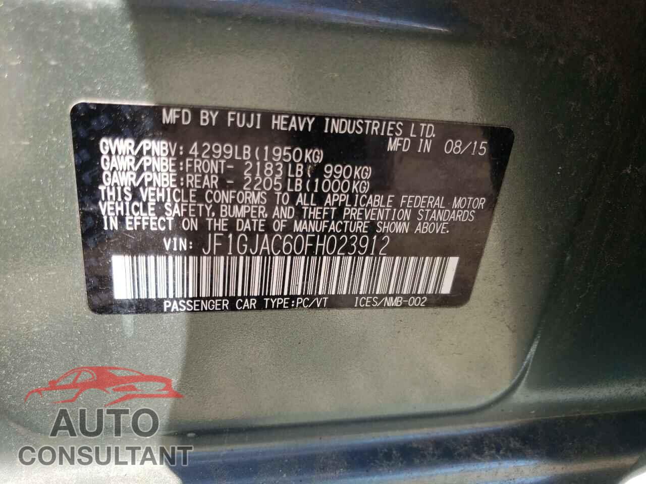 SUBARU IMPREZA 2015 - JF1GJAC60FH023912
