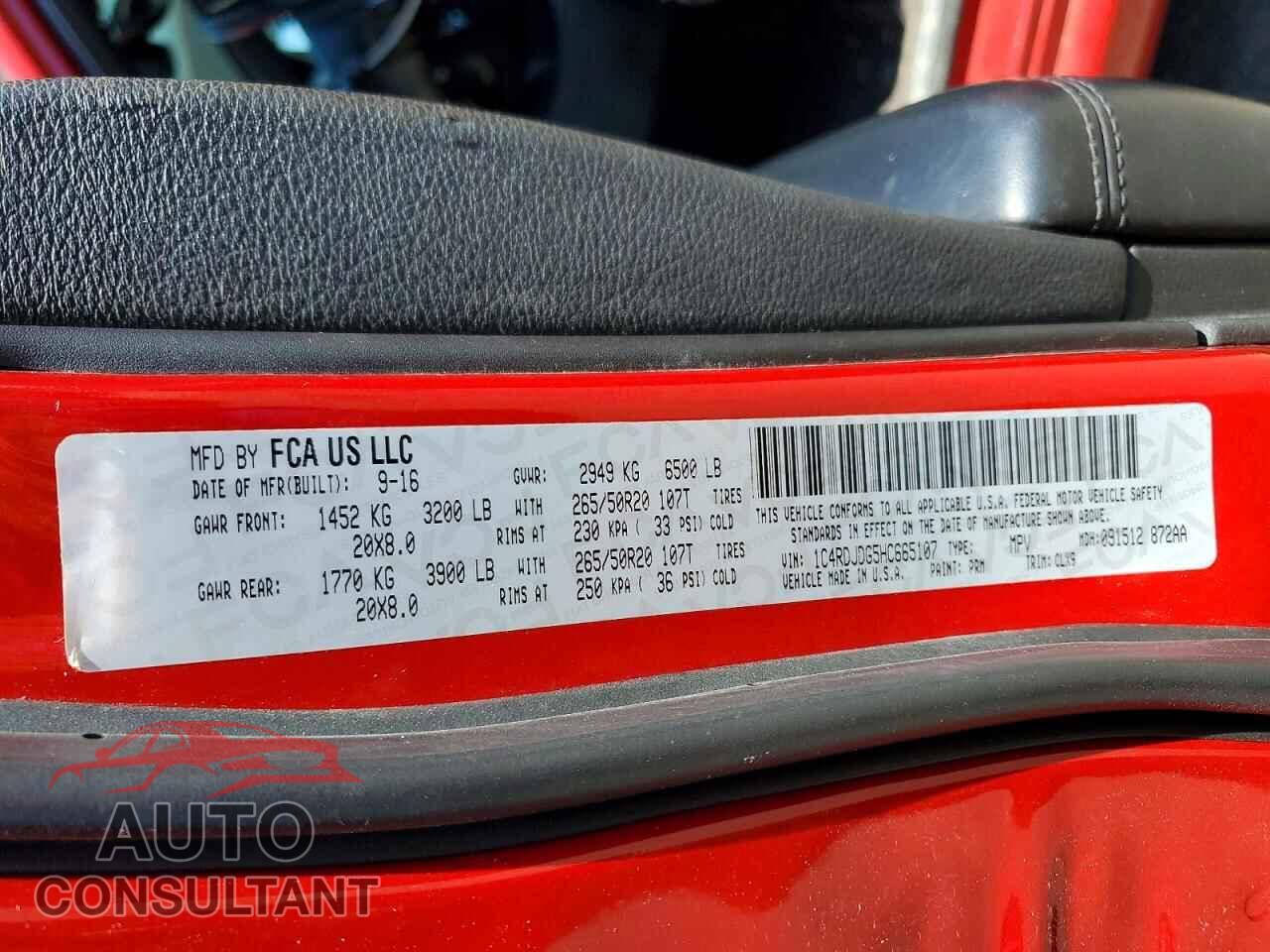 DODGE DURANGO 2017 - 1C4RDJDG5HC665107