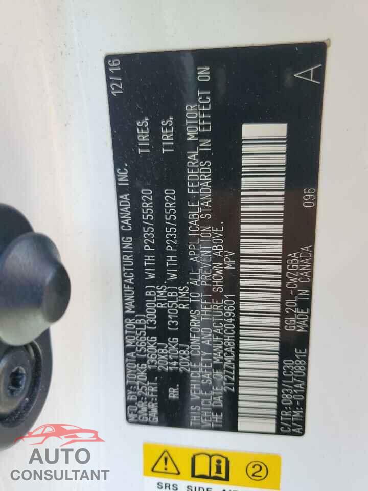 LEXUS RX350 2017 - 2T2ZZMCA8HC049601