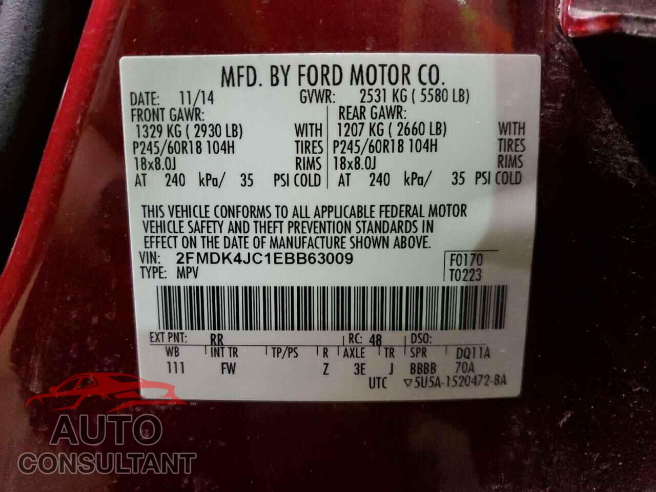 FORD EDGE 2014 - 2FMDK4JC1EBB63009
