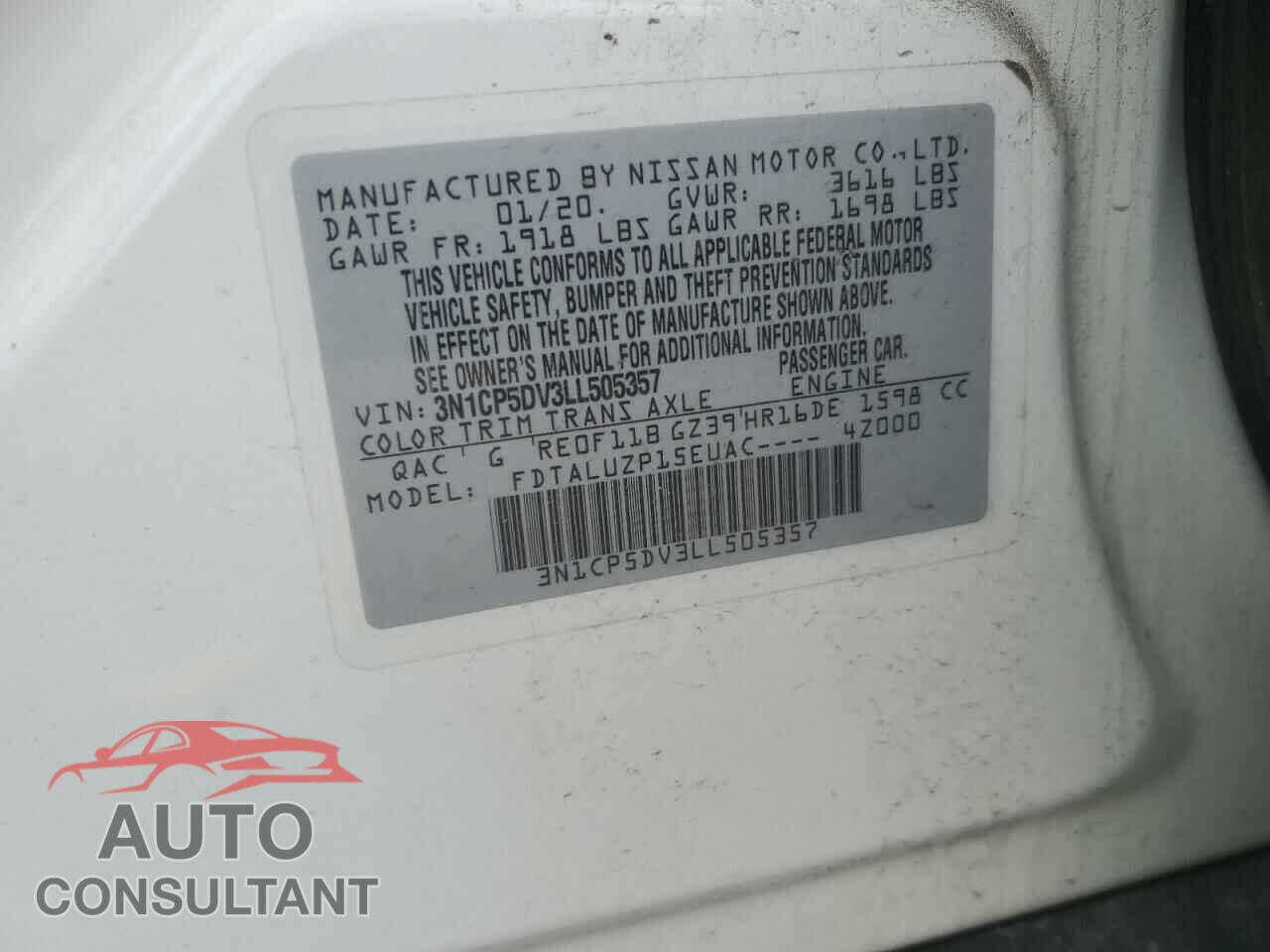 NISSAN KICKS 2020 - 3N1CP5DV3LL505357