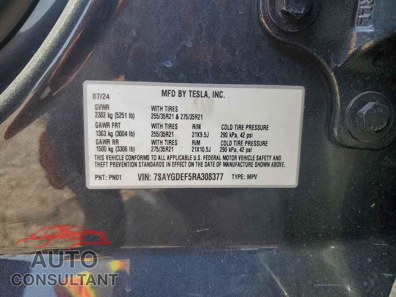 TESLA MODEL Y 2024 - 7SAYGDEF5RA308377
