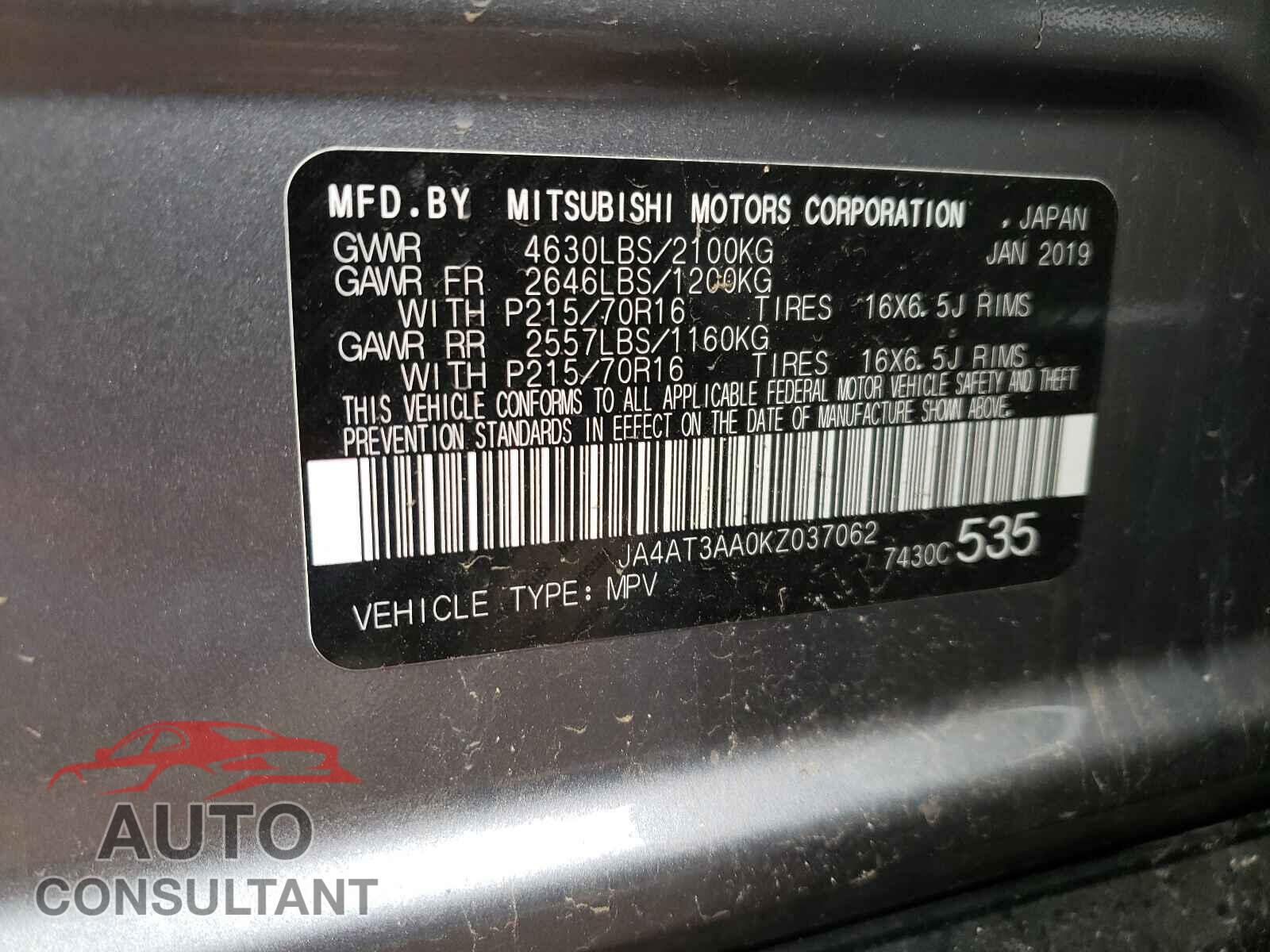 MITSUBISHI ECLIPSE 2019 - JA4AT3AA0KZ037062