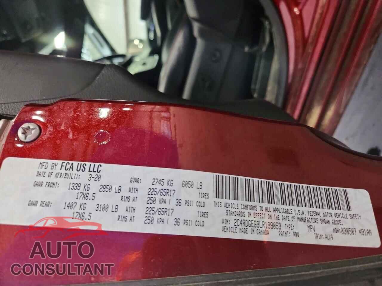 DODGE CARAVAN 2020 - 2C4RDGEG9LR199053