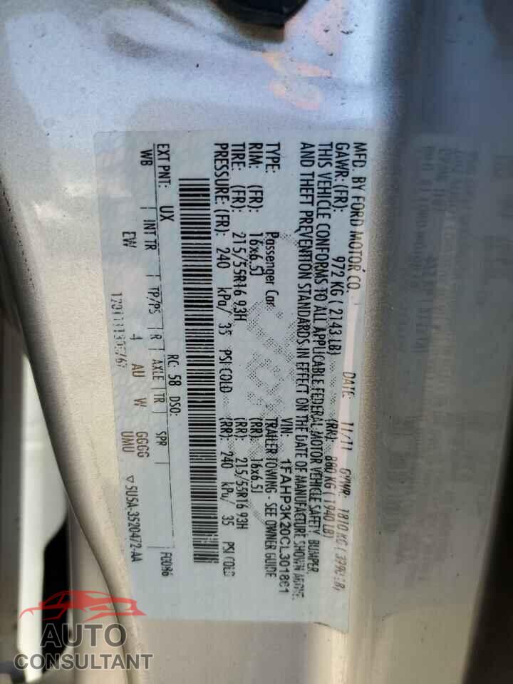 FORD FOCUS 2012 - 1FAHP3K20CL301861