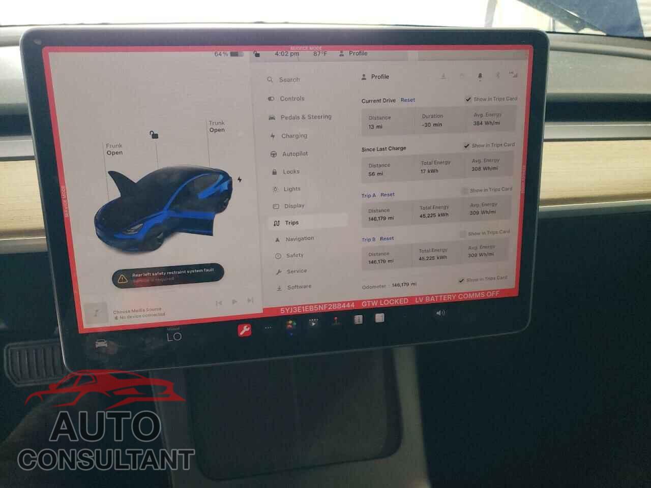 TESLA MODEL 3 2022 - 5YJ3E1EB5NF288444