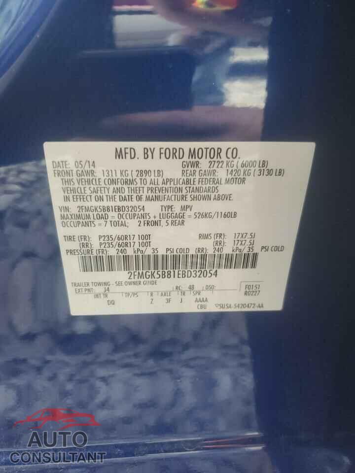 FORD FLEX 2014 - 2FMGK5B81EBD32054