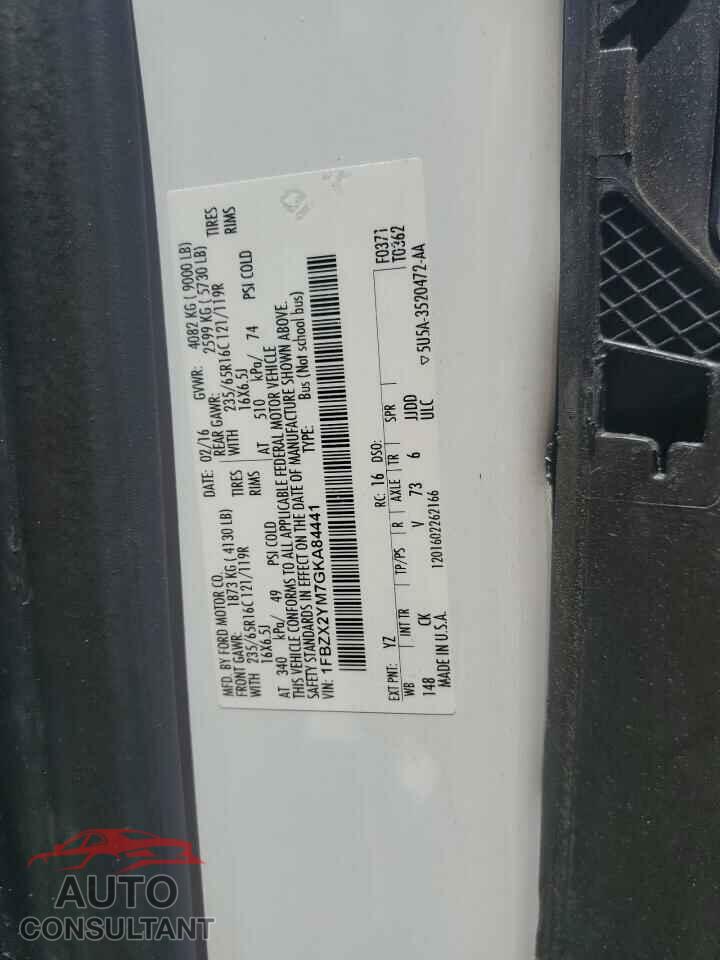 FORD TRANSIT 2016 - 1FBZX2YM7GKA84441