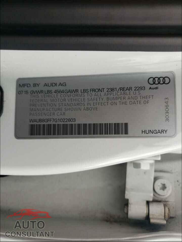 AUDI A3 2016 - WAUB8GFF7G1022603