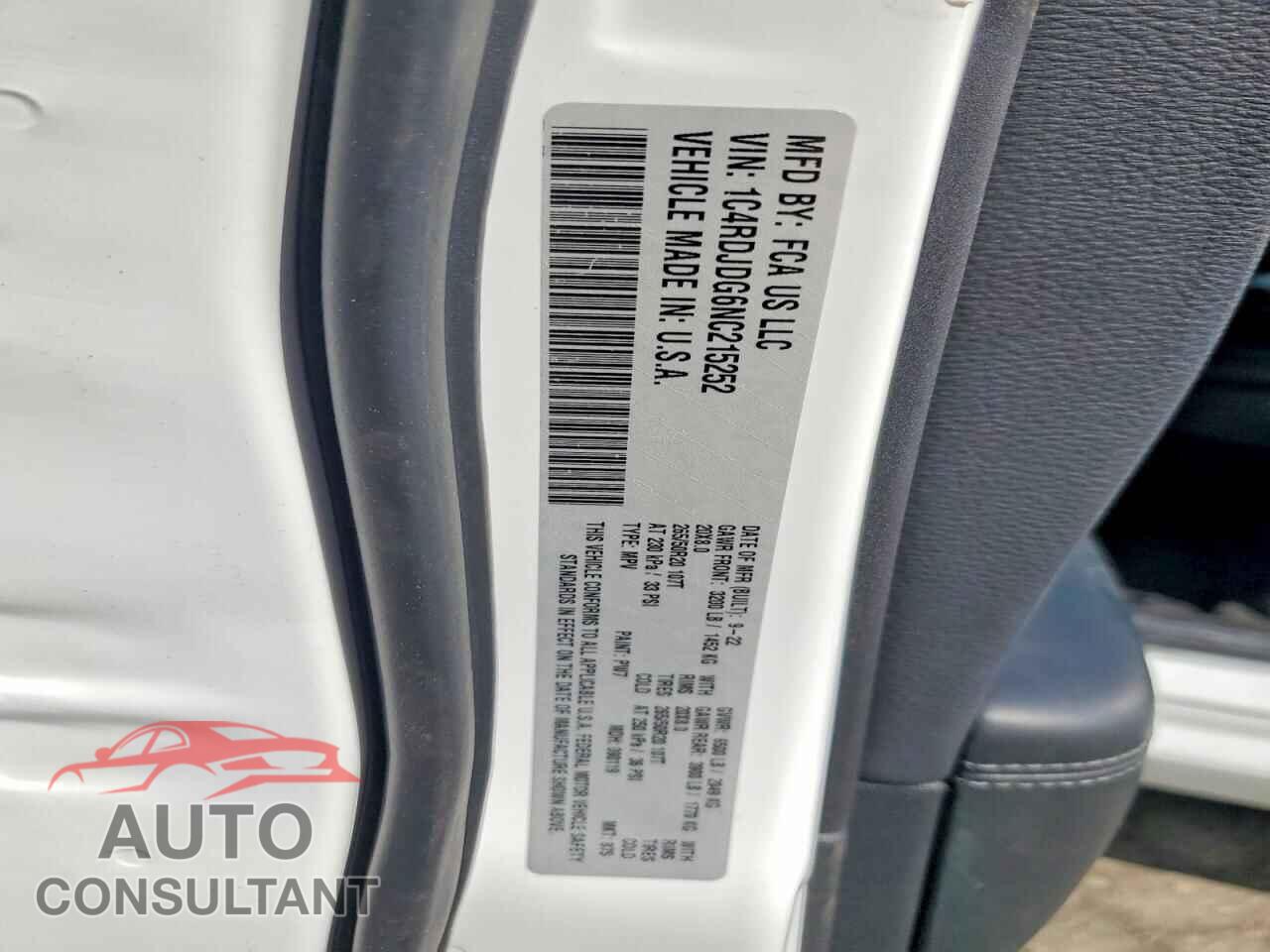 DODGE DURANGO 2022 - 1C4RDJDG6NC215252