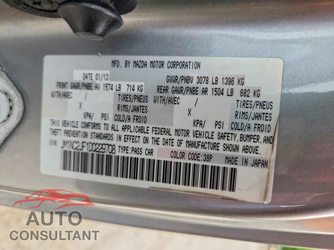 MAZDA MX5 2013 - JM1NC2JF1D0229708