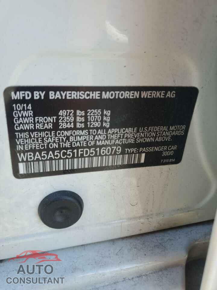 BMW 5 SERIES 2015 - WBA5A5C51FD516079