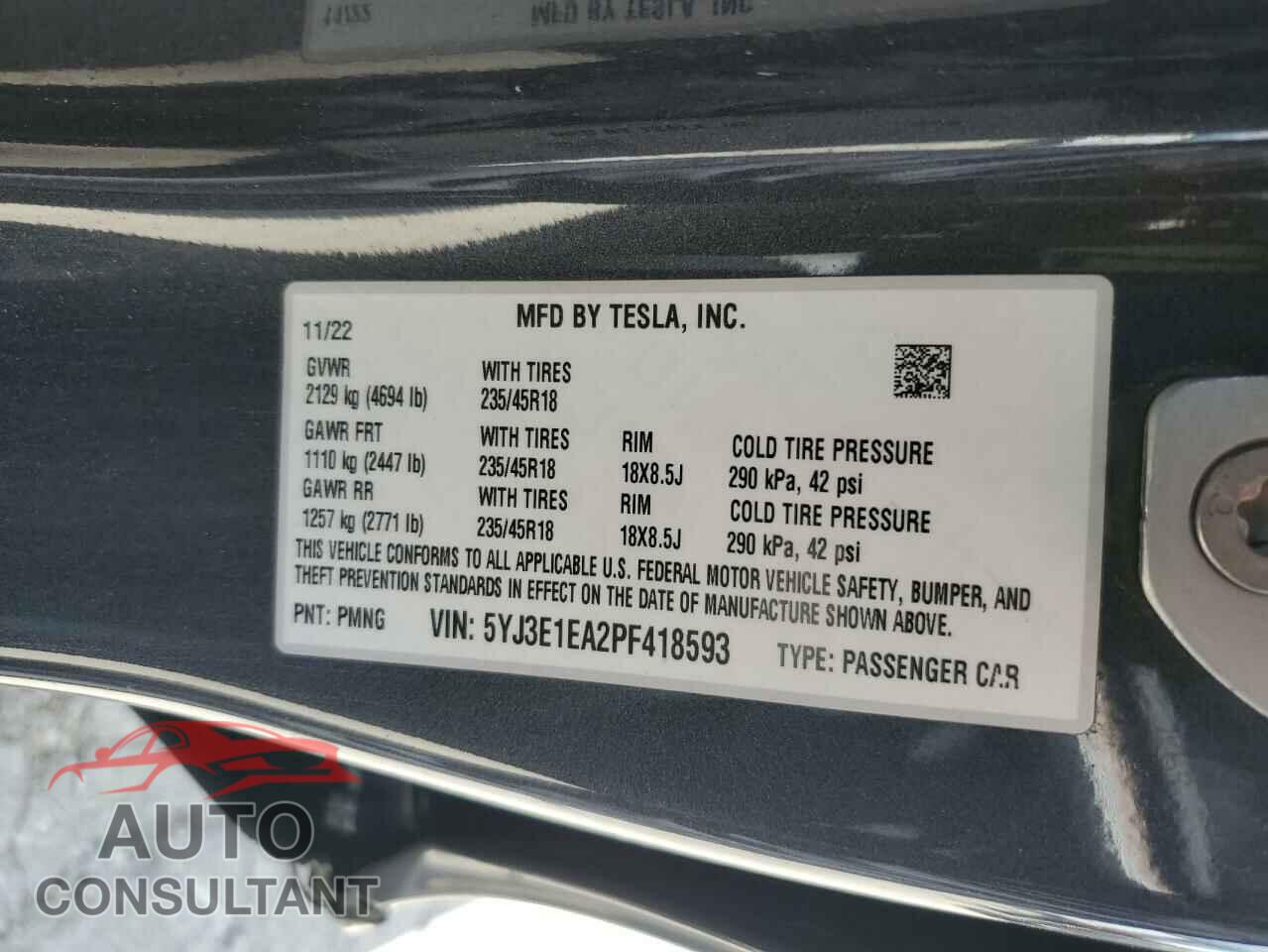 TESLA MODEL 3 2023 - 5YJ3E1EA2PF418593