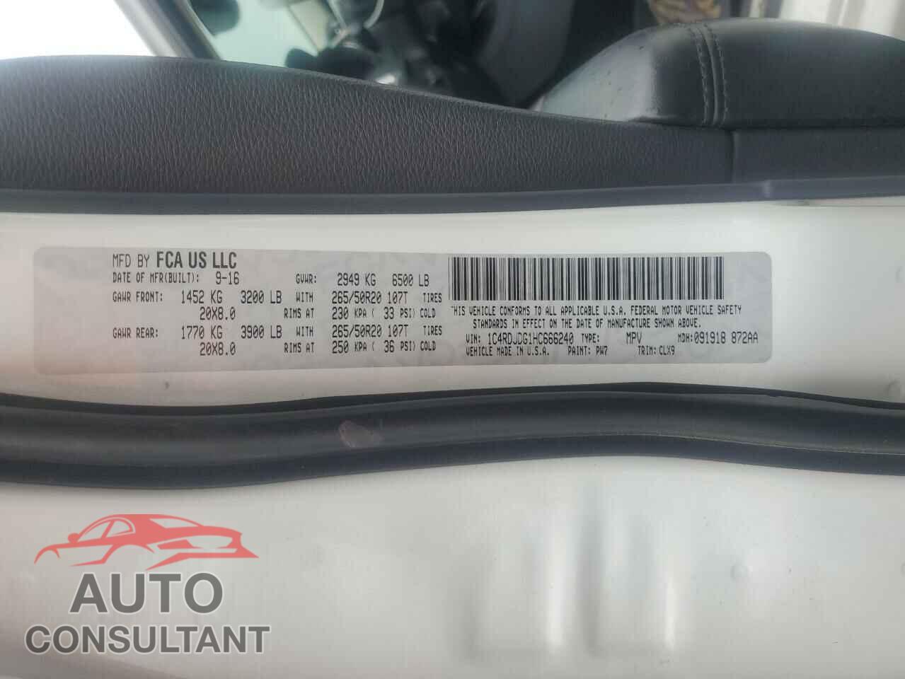 DODGE DURANGO 2017 - 1C4RDJDG1HC666240