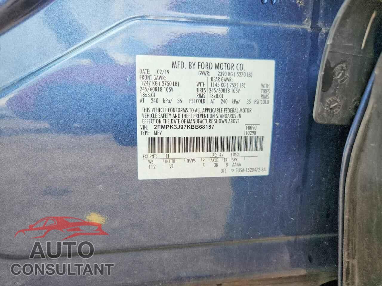 FORD EDGE 2019 - 2FMPK3J97KBB68187