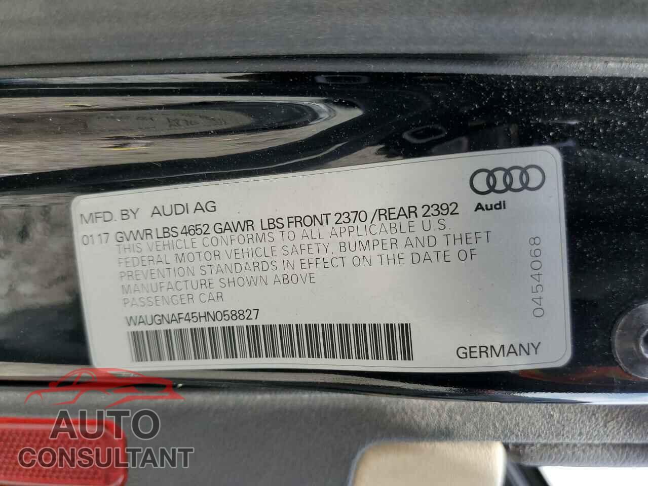 AUDI A4 2017 - WAUGNAF45HN058827
