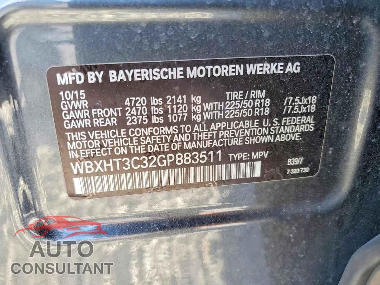 BMW X1 2016 - WBXHT3C32GP883511