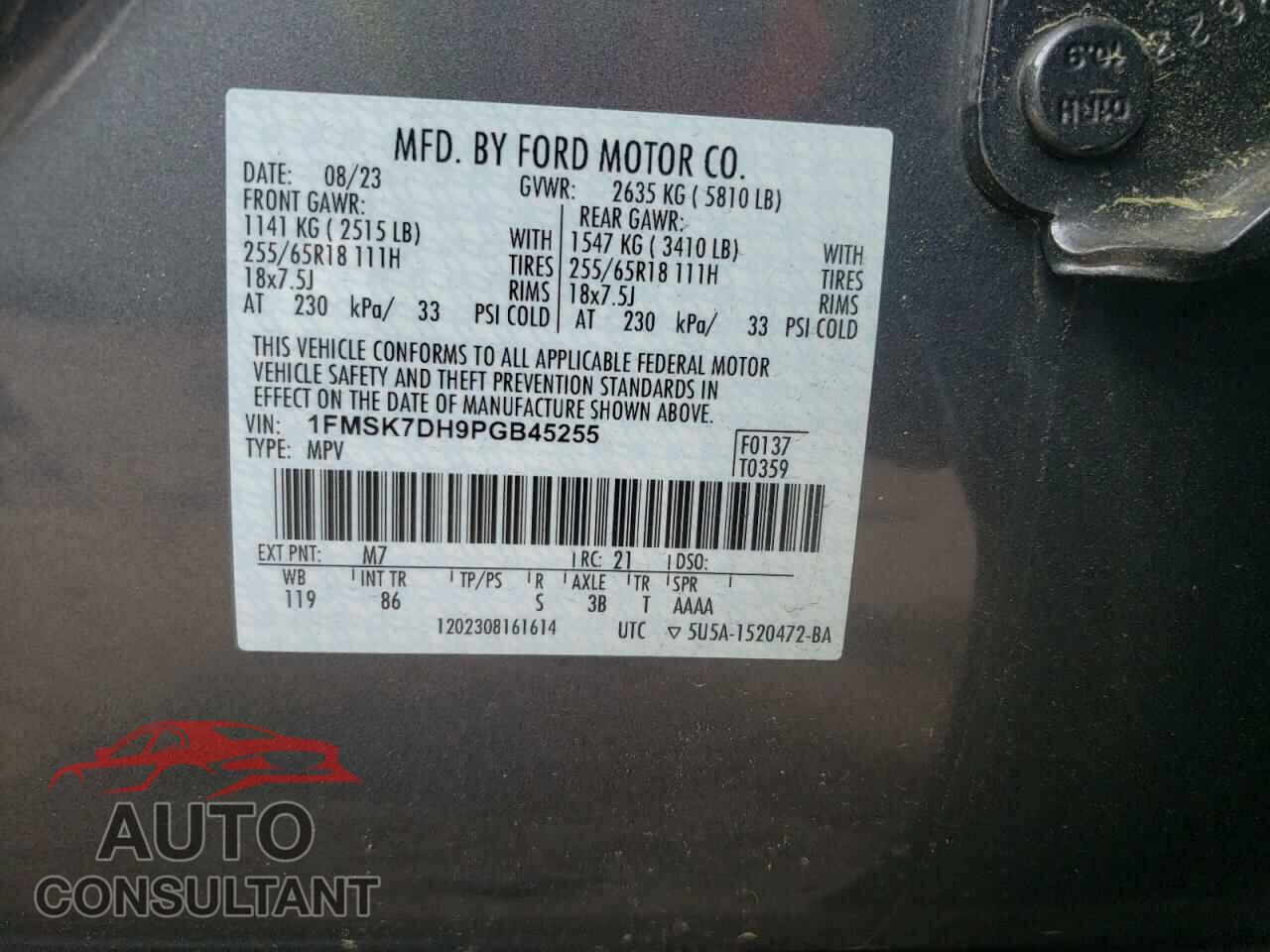 FORD EXPLORER 2023 - 1FMSK7DH9PGB45255