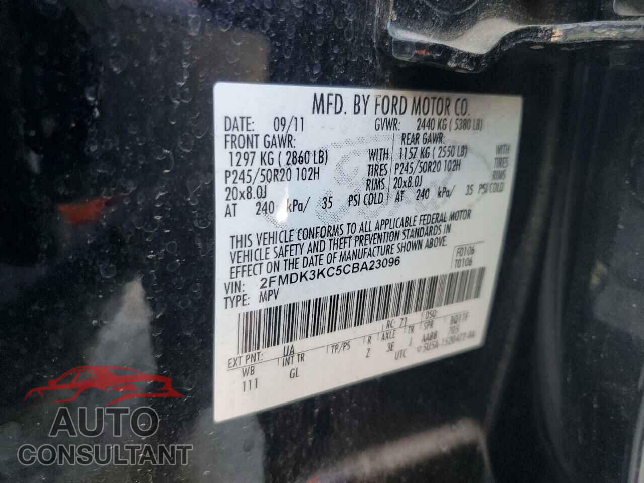 FORD EDGE 2012 - 2FMDK3KC5CBA23096