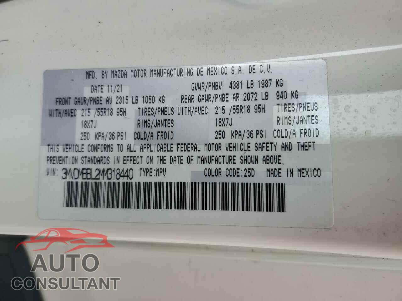 MAZDA CX30 2021 - 3MVDMBBL2MM318440